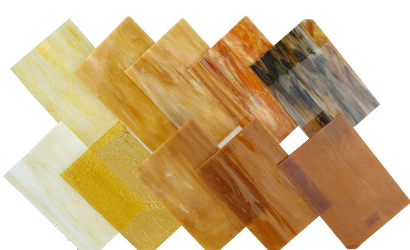 Lanyaniï¼ˆ10 Sheetsï¼‰Amber Variety Stained Glass Sheets 4 x 6 inch Opal Art Glass Pack Tiffany Glass, Mixed Textures - Image 5